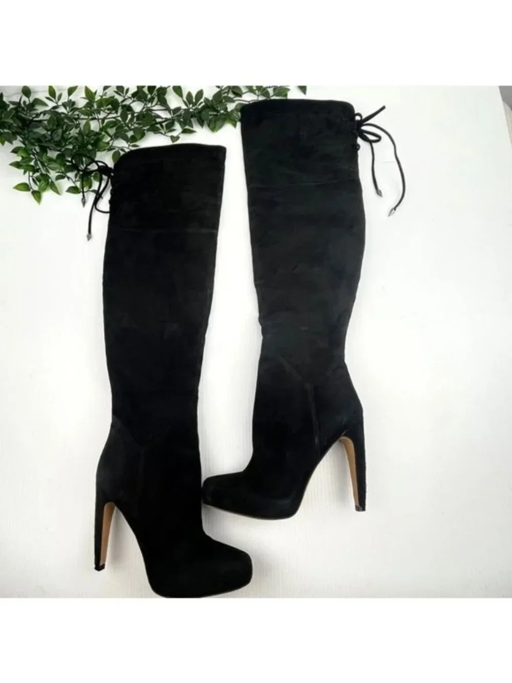SAM EDELMAN Kayla Over the Knee heeled Suede Black Boot 8